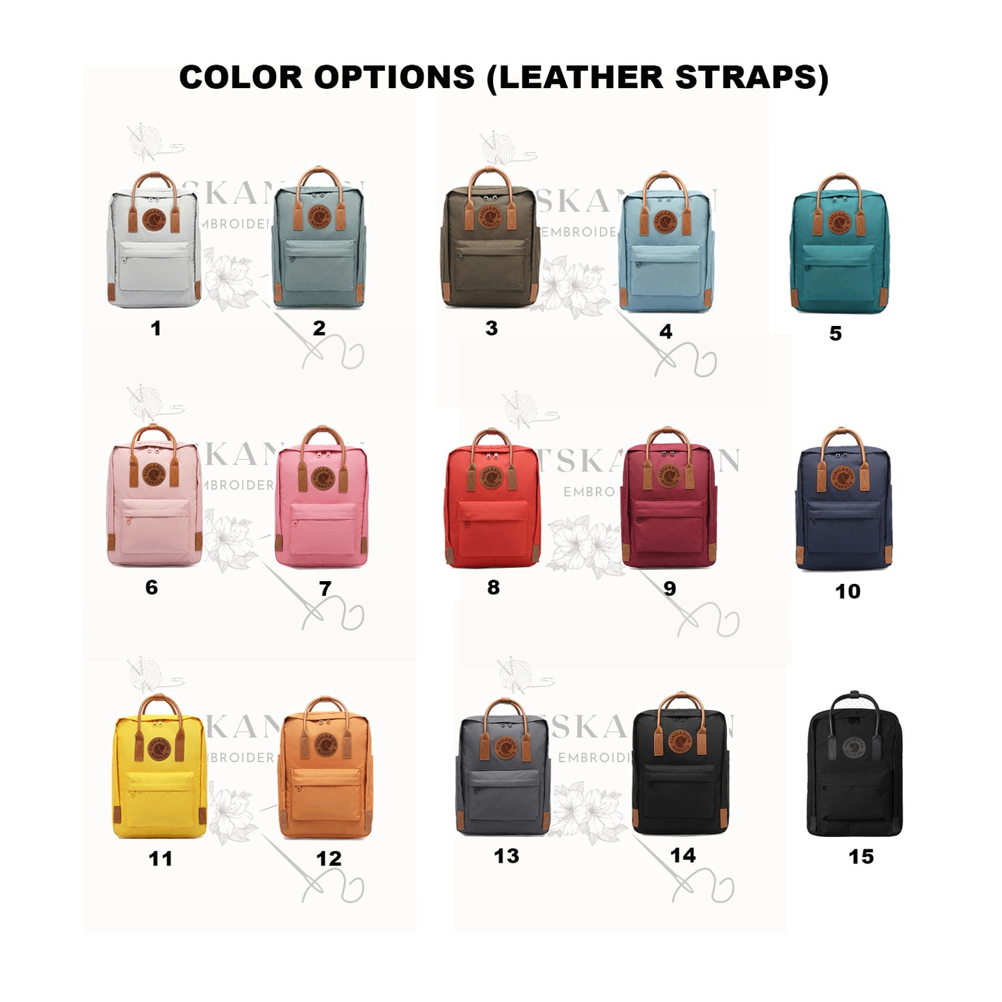 Personalized Pet Hand Embroidery, Kanken Backpacks Embroidered with Mountainscape and Nature, Wild Colorful Flower Garden Insipired Sewing Pattern