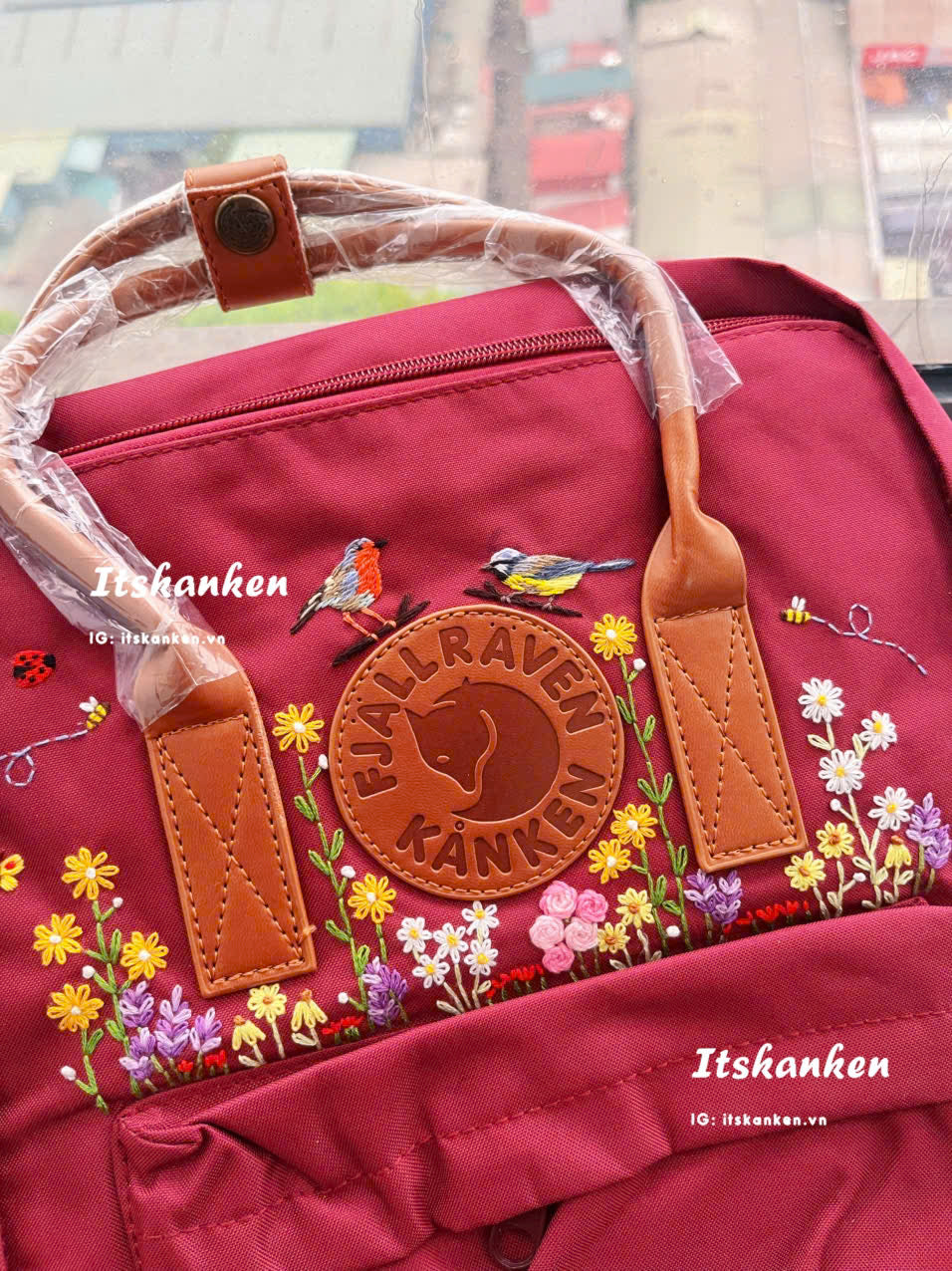 Personalized Colorful Flowers Hand Embroidery, Kanken Backpack Embroidered with Pets, Herbs and Flowers, Customized Animal Embroidery Sewing Pattern