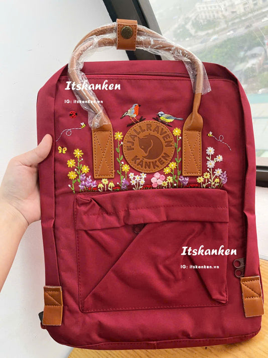 Personalized Colorful Flowers Hand Embroidery, Kanken Backpack Embroidered with Pets, Herbs and Flowers, Customized Animal Embroidery Sewing Pattern