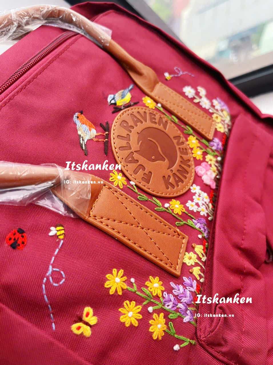 Personalized Colorful Flowers Hand Embroidery, Kanken Backpack Embroidered with Pets, Herbs and Flowers, Customized Animal Embroidery Sewing Pattern