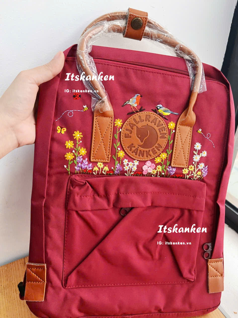 Personalized Colorful Flowers Hand Embroidery, Kanken Backpack Embroidered with Pets, Herbs and Flowers, Customized Animal Embroidery Sewing Pattern