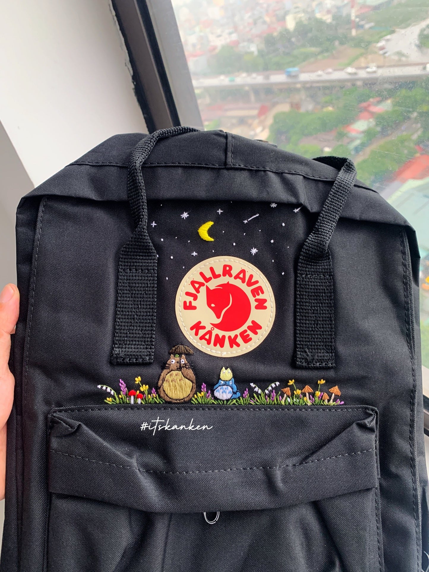 Personalized Totoro Hand Embroidery, Kanken Bag Embroidered with My Neighbor Totoro
