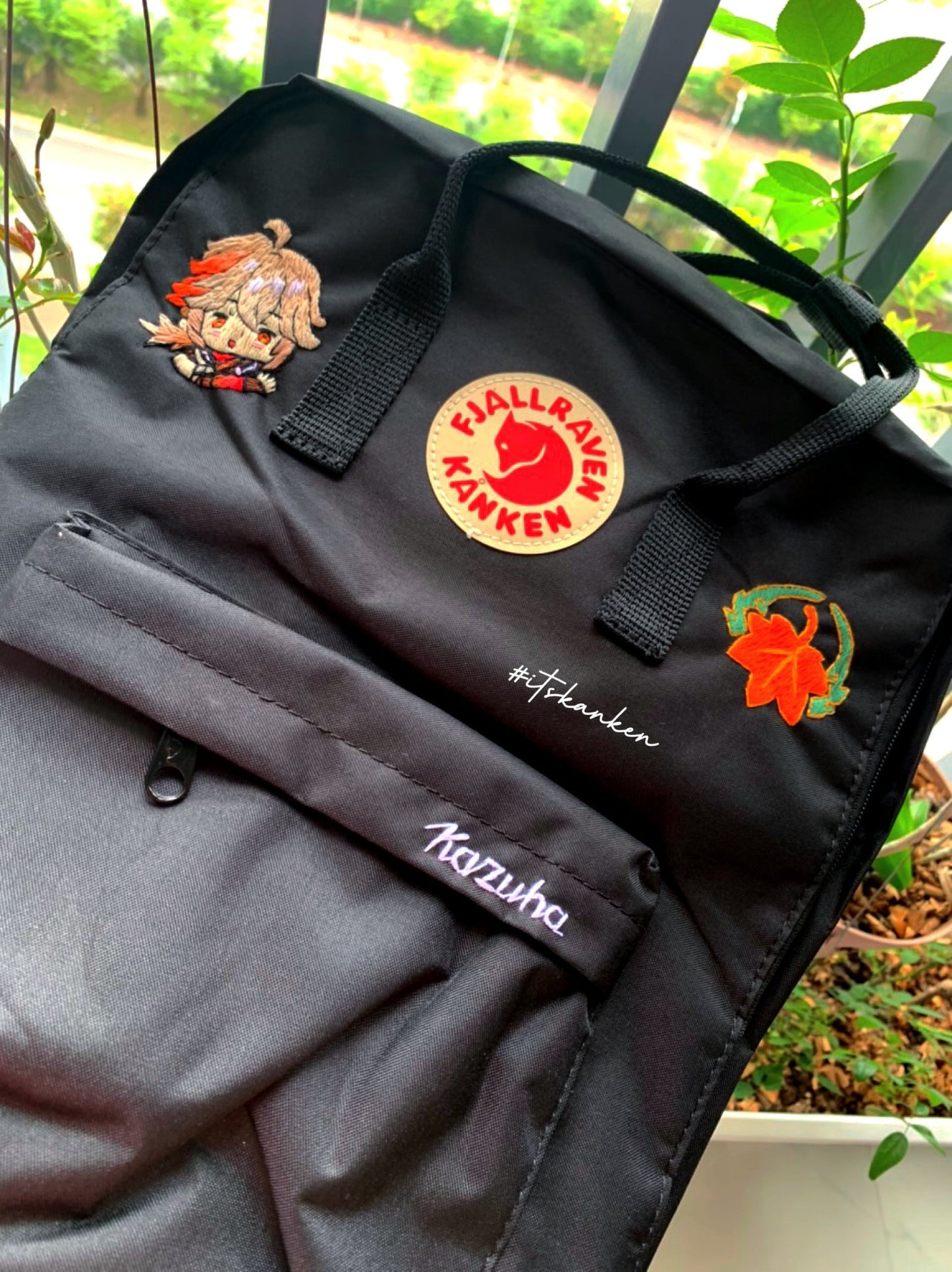 Personalized Genshin Impact Hand Embroidery, Kanken Backpack Embroidered with Genshin Impact Artwork