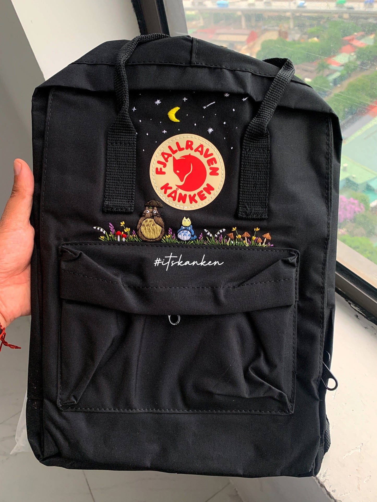 Personalized Totoro Hand Embroidery, Kanken Bag Embroidered with My Neighbor Totoro