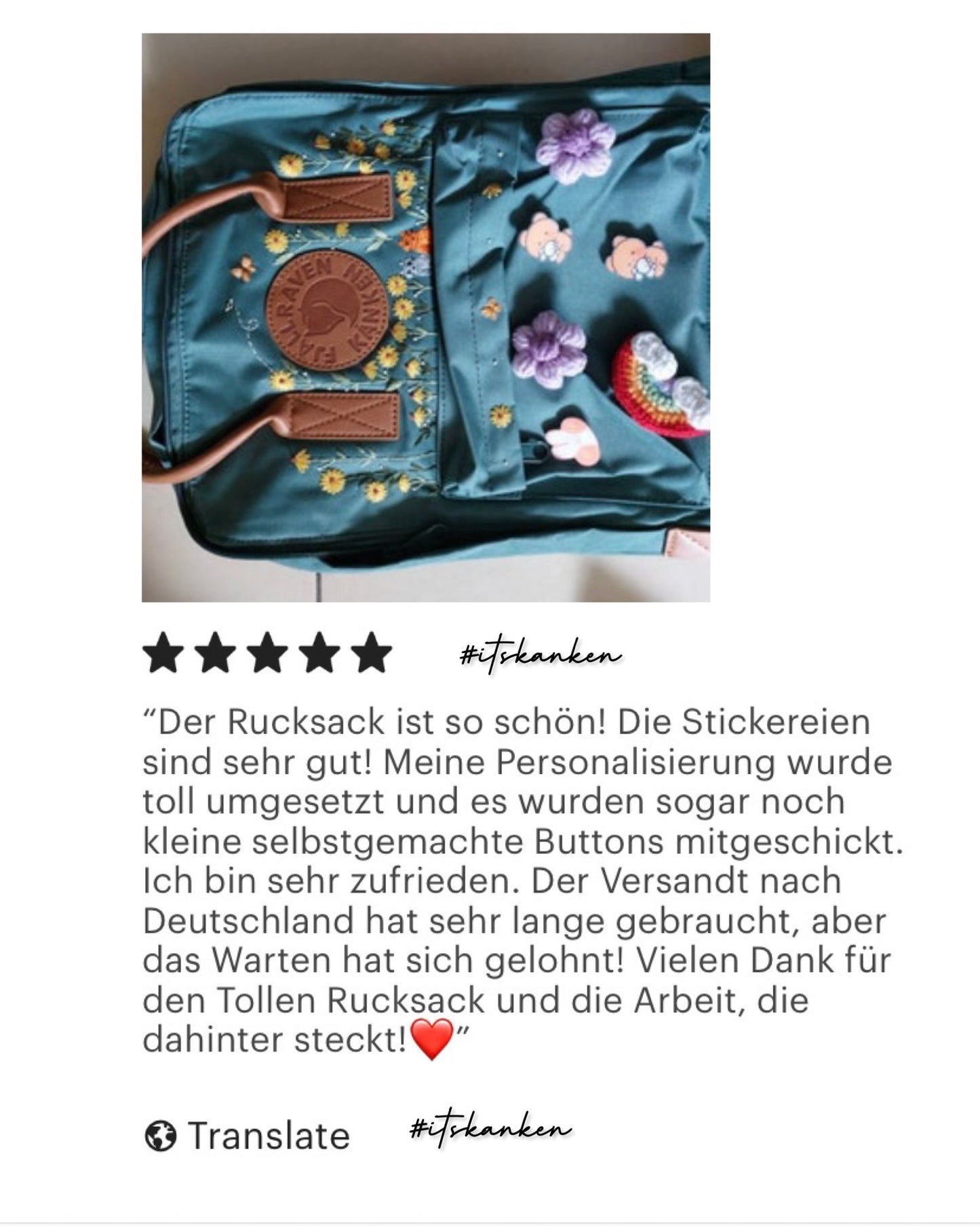 Personalised Cherry Blossom Hand Embroidery Design, Kanken Bag Embroidered with Flowers