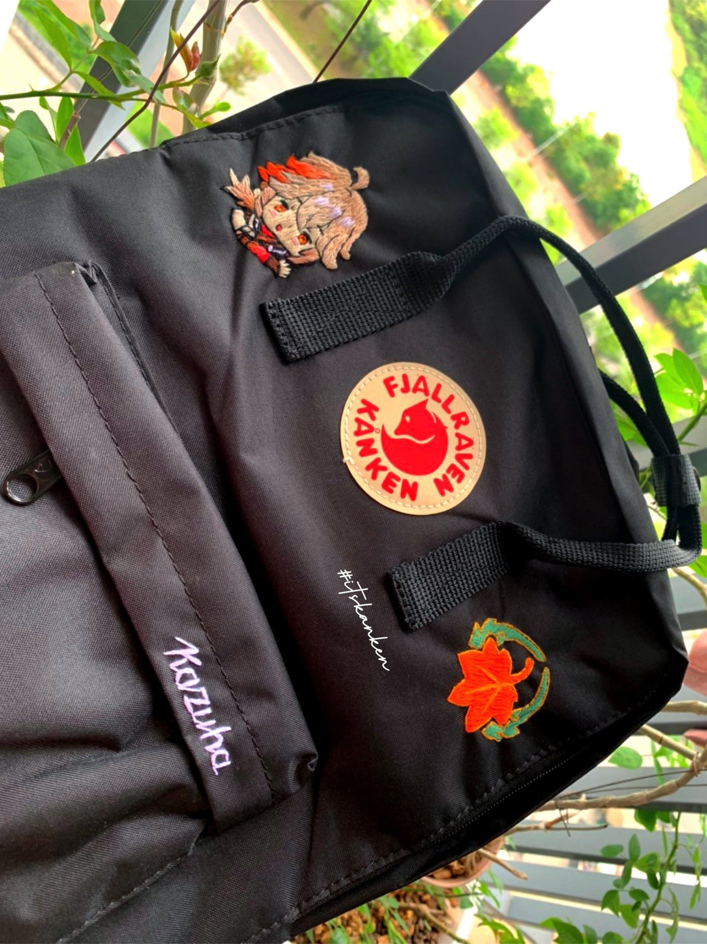 Personalized Genshin Impact Hand Embroidery, Kanken Backpack Embroidered with Genshin Impact Artwork
