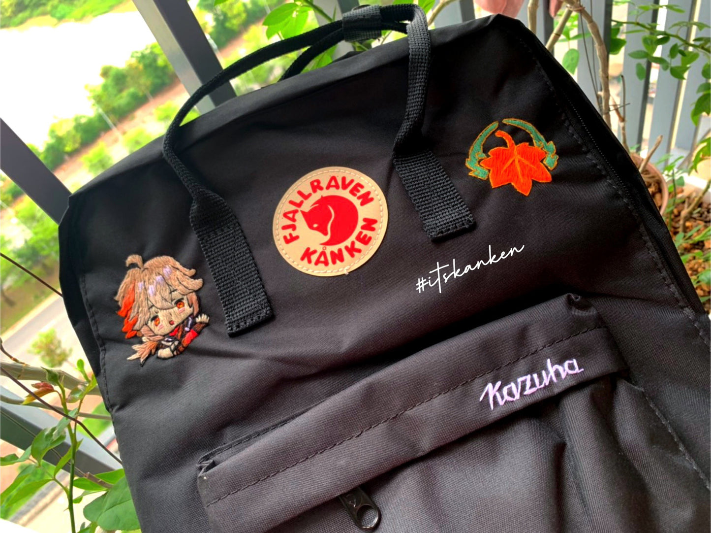 Personalized Genshin Impact Hand Embroidery, Kanken Backpack Embroidered with Genshin Impact Artwork