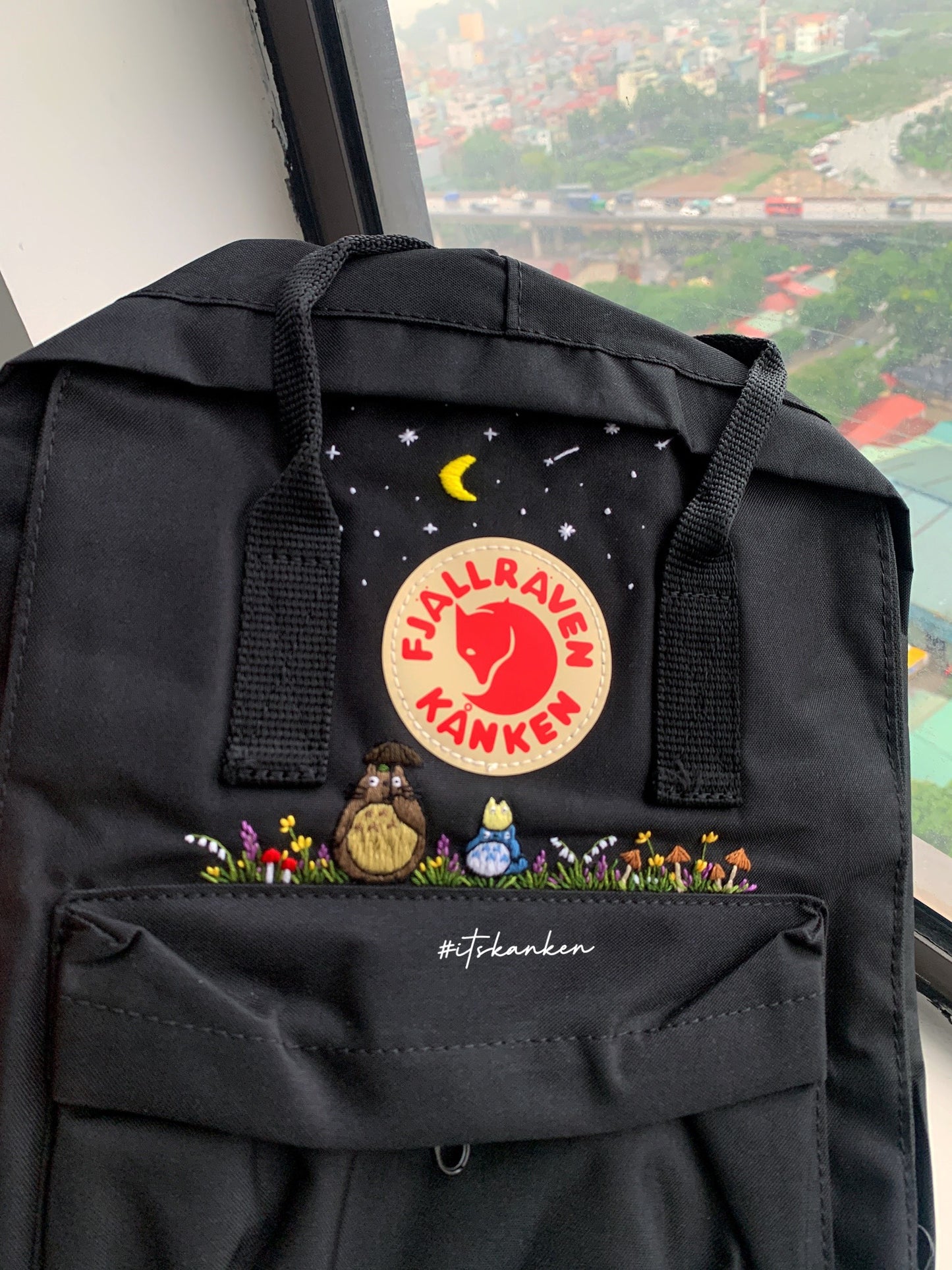 Personalized Totoro Hand Embroidery, Kanken Bag Embroidered with My Neighbor Totoro